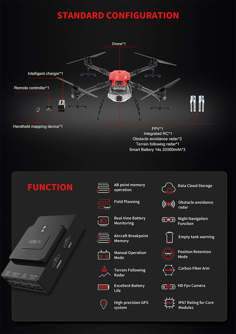 16 Liters Agricultural Drone Uav Crop Sprayer with Intelligent Memory