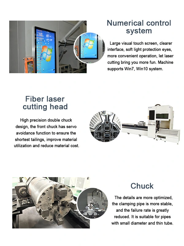 6000W CNC Fiber Tube Laser Cutting Machine for Different Cutting